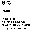 냉장고들 Zanussi 12R-Z21 사용 & 관리 매뉴얼