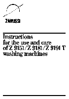 세탁기들 Zanussi Z 9181 사용 & 관리 매뉴얼